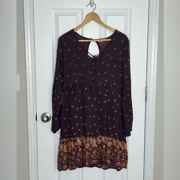 Altar’d State Floral Boho Long Sleeve Mini Dress - Picture 1 of 6